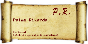 Palme Rikarda névjegykártya